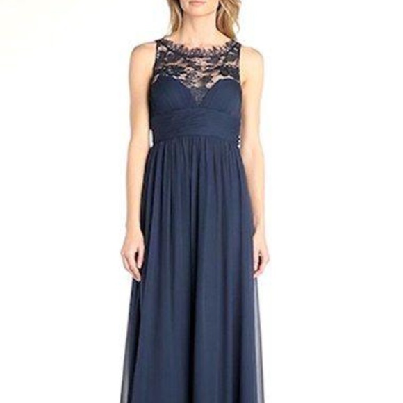 NWT Aidan Mattox Embellished Lace & Silk Chiffon Gown Twilight Blue [ SZ 6‎ ] - Picture 14 of 15